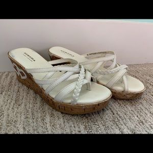 White heeled sandals